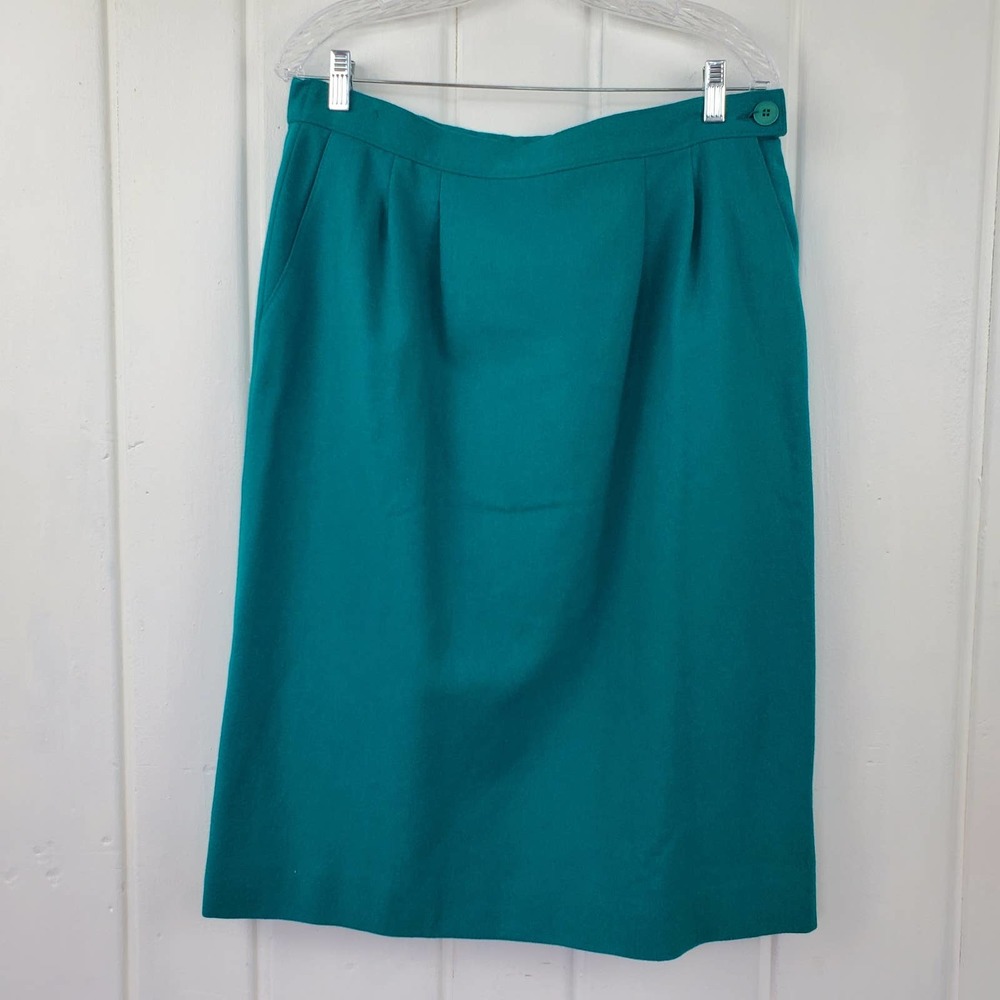Vintage Miss Pendleton Emerald Green 100% Virgin Wool Skirt Womens Size 16
